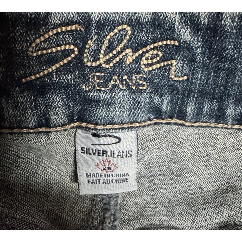Y2K Silver Jeans Womens Size 29 Low Rise Dark Wash Bootcut Flare Denim Stretch - Picture 9 of 12